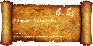 Gáspár Szigfrid névjegykártya